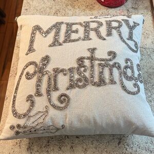 Elegant Holiday Pillow with Silver Accents